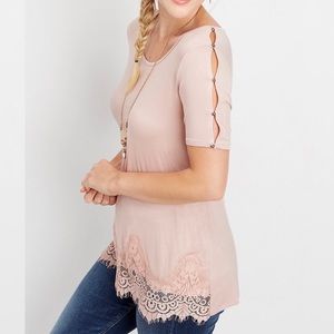 Maurices NEW pink lace tee